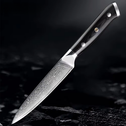 TAKUMI JAPANESE 5-INCH DAMASCUS PETTY KNIFE - VG10 SUPER STEEL - STYLE 1