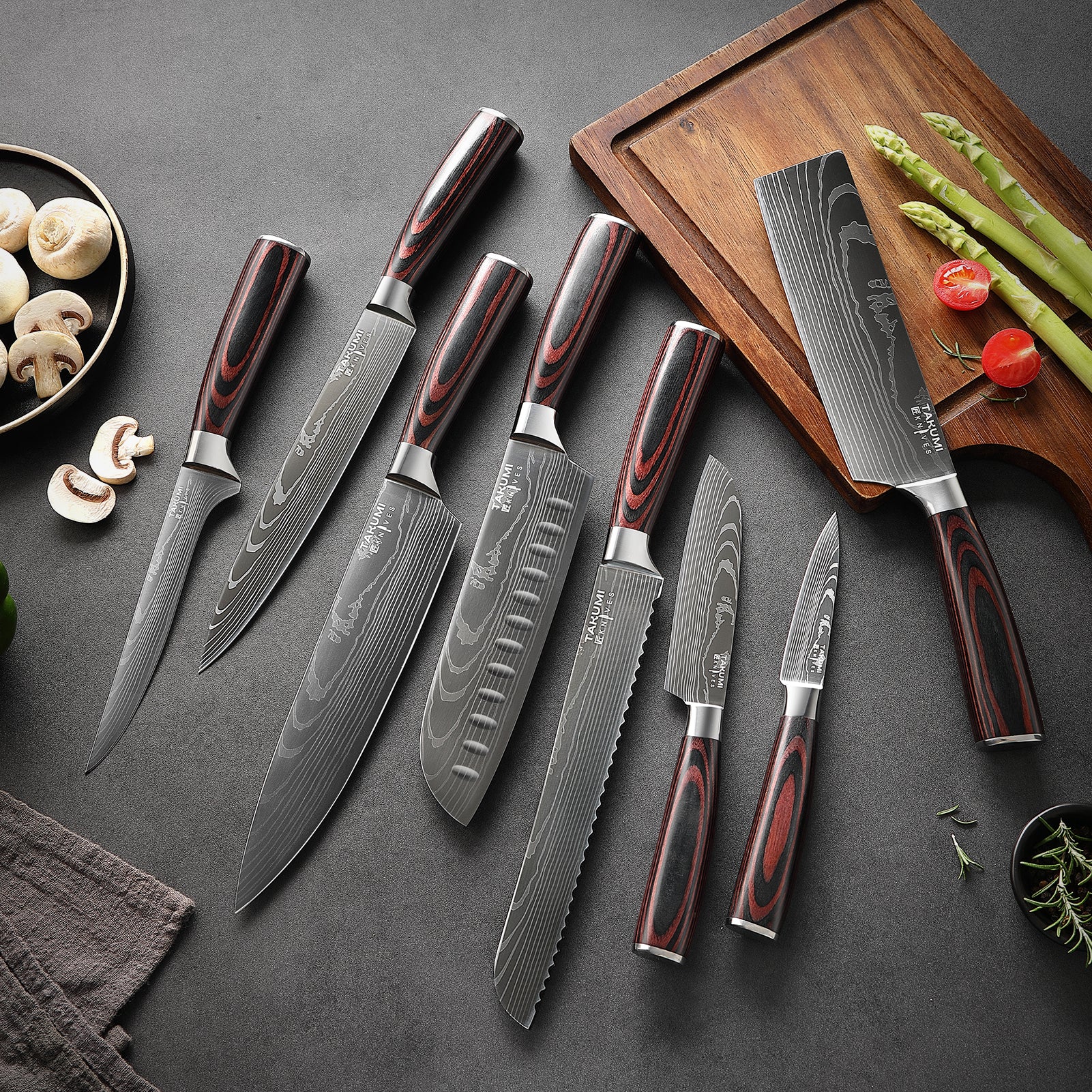 SHARP CARBON STEEL HIGH END JAPANESE CHEF KITCHEN KNIFE SET